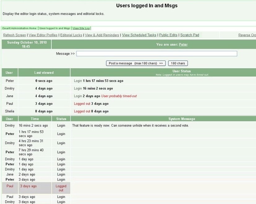 Fig 5.20: Users Logged In and Msgs Page